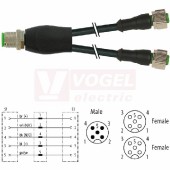 7000-40725-6350100 rozbočovací Y konektor M12/5-pin/vidl/přímý - kabel ČE PUR 5x0,34mm2 L=1m - 2x konektor M12/5-pin/zás/přímý