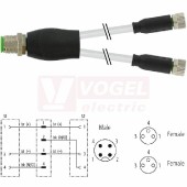 7000-40821-2200700 rozbočovací Y konektor M12/4-pin/vidl/přímý - kabel ŠE PUR/PVC 3x0,25mm2 L=7m - 2x konektor M8/3-pin/zás/přímý
