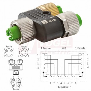 7000-47311-0000000 T-kus M12 F / 2 x M12 F - Y-kodovani