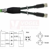 7000-87001-6300060 rozbočovací Y konektor M8/4-pin/vidl/přímý - kabel ČE PUR 3x0,25mm2 L=0,6m - 2x konektor M8/3-pin/zás/přímý