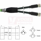 7000-87011-6300200 rozbočovací Y konektor M8/3-pin/vidl/přímý - kabel ČE PUR 3x0,25mm2 L=2m - 2x konektor M8/3-pin/zás/přímý