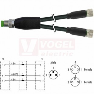 7000-87011-6300300 rozbočovací Y konektor M8/3-pin/vidl/přímý - kabel ČE PUR 3x0,25mm2 L=3m - 2x konektor M8/3-pin/zás/přímý