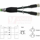 7000-87051-6100200 rozbočovací Y konektor M8/4-pin/vidl/přímý - kabel ČE PVC 3x0,25mm2 L=2m - 2x konektor M8/3-pin/zás/přímý