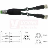 7000-87061-6110150 rozbočovací Y konektor M8/4-pin/vidl/přímý - kabel ČE PVC 3x0,25mm2 L=1,5m - 2x konektor M8/4-pin/zás/přímý