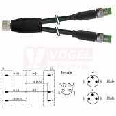 7000-87251-6100030 rozbočovací Y konektor M8/4-pin/zás/přímý - kabel ČE PVC 3x0,25mm2 L=0,3m - 2x konektor M8/3-pin/vidl/přímý