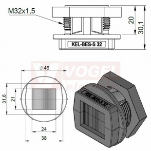 KEL-BES-S 32 dělená kartáčová kabelová průchodka vč. matice, černá, výřez M32x1,5 (51538) - skládá se ze dvou částí !