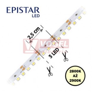 LED pásek 120LED/m, 3528, IP20, 2800 - 2900 K, bílá, 12V FKLP-12/3528/120-IP20-28-29K/3D, cívka 5m, článek 2,5cm