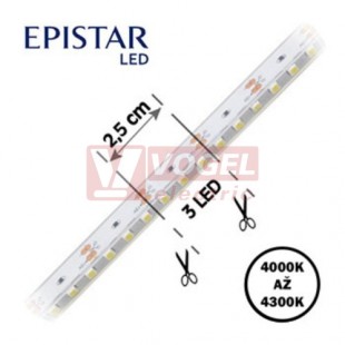 LED pásek 120LED/m, 3528, IP67, 4000 - 4300 K, bílá, 12V FKLP-12/3528/120-IP67-40-43K/3D, cívka 5m, článek 2,5cm