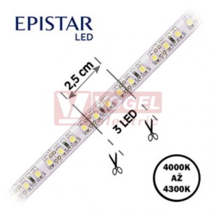 LED pásek 120LED/m, 2835, IP20, 4000 - 4300 K, bílá, 12V FKLP-12/2835/120-IP20-40-43K, cívka 5m, článek 2,5cm