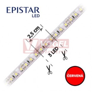 LED pásek 120LED/m, 2835, IP20, červená, 12V FKLP-12/2835/120-IP20-R, cívka 10m, článek 2,5cm