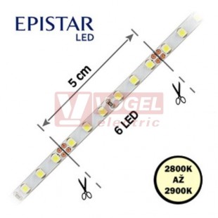 LED pásek 120LED/m, 3528, IP20, 2800 - 2900 K, bílá, 24V FKLP-24/3528/120-IP20-28-29K, cívka 5m, článek 5cm