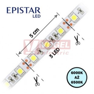 LED pásek 60LED/m, 5050, IP20, 6000 - 6500 K, bílá, 12V FKLP-12/5050/060-IP20-60-65K, cívka 5m, článek 5cm
