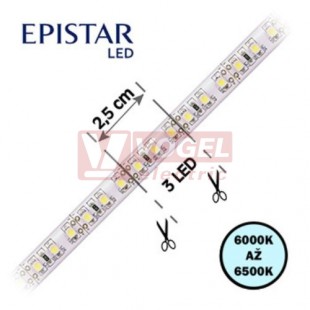 LED pásek 120LED/m, 2835, IP20, 6000 - 6500 K, bílá, 12V FKLP-12/2835/120-IP20-60-65K, cívka 10m, článek 2,5cm