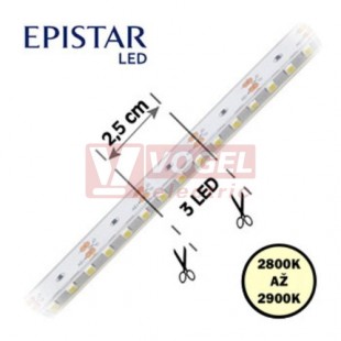 LED pásek 120LED/m, 3528, IP67, 2800 - 2900 K, bílá, 12V FKLP-12/3528/120-IP67-28-29K/3D, cívka 5m, článek 2,5cm