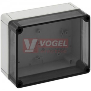 PS 1813-8f-to Plastová krabice TK 180x130x84mm, víko průh.PC, bez předlisů, IP66, RAL7035, polysyteren