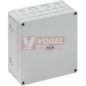 PC 1818-9-m PV Plastová krabice TK 182x180x90mm, víko šedé, předlisy, IP66, RAL7035, polykarbonát