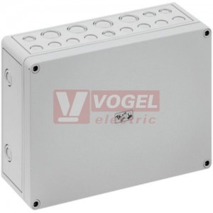 PC 2518-9-m PV Plastová krabice TK 254x180x90mm, víko šedé, předlisy, IP66, RAL7035, polykarbonát