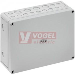PC 2518-9-m PV Plastová krabice TK 254x180x90mm, víko šedé, předlisy, IP66, RAL7035, polykarbonát