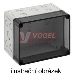 PC 1813-11-to Plastová krabice TK 180x130x111mm, víko průh.PC,bez předlisů, IP66, RAL7035, polykarbonát