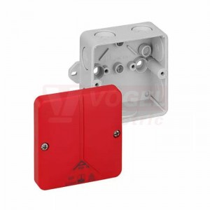 Abox-i 025 SB AB-L rozbočovací krabice, prázdná, šedá s červeným víkem, pro označení proudových obvodů bezpečnostního osvětlení, IP65, IK08, rozměr 80x80x52mm (49470201)