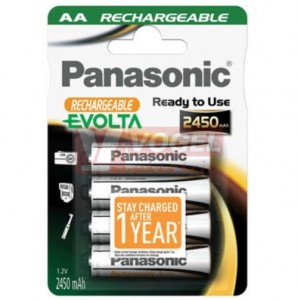 Baterie  1,20 V R6 tužková (vel.AA) NiMH 2450mAh Panasonic nabíjecí "EVOLTA" (blistr/4ks)