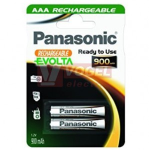 Baterie  1,20 V R03 mikro (vel.AAA) NiMH 900mAh Panasonic nabíjecí "EVOLTA" (blistr/2ks)