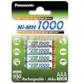 Baterie  1,20 V R03 mikro (vel.AAA) NiMH 930mAh Panasonic nabíjecí "High Capacity" (blistr/4ks)