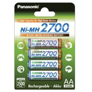 Baterie  1,20 V R6 tužková (vel.AA) NiMH 2500mAh Panasonic nabíjecí "High Capacity" (blistr/4ks)
