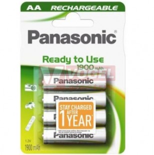 Baterie  1,20 V R6 tužková (vel.AA) NiMH 1900mAh Panasonic nabíjecí "Ready tu use" (blistr/4ks)