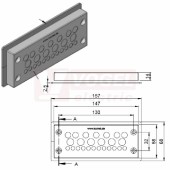 KEL-DPZ 24/25-BS membránová průchodka, šedá, IFPS protipožární těsnění, 147x58x14mm, výřez 112x36mm, pr.kabelů 12x 3,2-6,5mm, 7x 4,8-9,7mm, 6x 7,5-12mm, IP66 (99300.022)