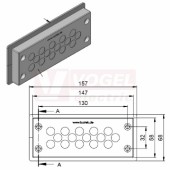 KEL-DPZ 24/15-BS membránová průchodka, šedá, IFPS protipožární těsnění, 147x58x14mm, výřez 112x36mm, pr.kabelů 15x 7,2-12mm, IP66 (99300.019)