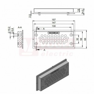 KEL-DPU 24/32-BS membránová průchodka, šedá, protipožární těsnění, délka 147mm, š58mm, vx14mm, výřez 112x36mm, pr.kabelů 32x3,2-6,3mm, IP66/IP68 (99300.017)