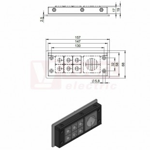 KEL-U 24/7-BS membránová průchodka, černá, IFPS protipožární těsnění, délka 147mm, šx58mm, vx17mm, vel.výřezu 112x36mm, šroub pozin.ocel, 6x malá vložka, 1x velká vložka, IP54 (99300.002)