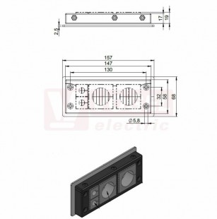 KEL-U 24/4-BS membránová průchodka, černá, IFPS protipožární těsnění, délka 147mm, šx58mm, vx17mm, vel.výřezu 112x36mm, šroub pozin.ocel, 2x malá vložka, 2x velká vložka, IP54 (99300.001)