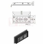 KEL-U 24/4-BS membránová průchodka, černá, IFPS protipožární těsnění, délka 147mm, šx58mm, vx17mm, vel.výřezu 112x36mm, šroub pozin.ocel, 2x malá vložka, 2x velká vložka, IP54 (99300.001)