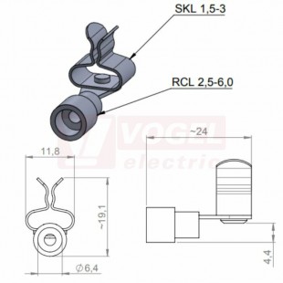 RCL 4-6mm2/SKL 1,5-3 spona stínící pro sevření kabelu průměr 1,5-3mm, připojení faston vodič 4-6mm2 (36298.1)