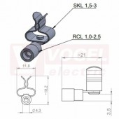 RCL 1,0-2,5mm2/SKL 1,5-3 spona stínící pro sevření kabelu průměr 1,5-3mm, připojení faston vodič 1,0-2,5mm2 (36297.1)
