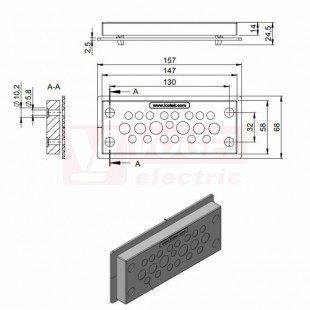 KEL-DPU 24/21-BS membránová průchodka, šedá, IFPS protipožární těsnění, 147x58x14mm, výřez 112x36mm, pr.kabelů 1x3,2-6,3mm, 14x4-7,5mm, 4x5,5-10,5mm, 2x8-12,5mm, IP66/68 (99300.016)