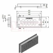 KEL-DPU 24/17-BS membránová průchodka, šedá, IFPS protipožární těsnění, 147x58x14mm, výřez 112x36mm, pr.kabelů 4x3,2-6,3mm, 2x 4-7,5mm, 1x5,5-10,5mm, 10x8-12,5mm, IP66/68 (99300.014)