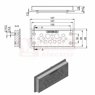 KEL-DPU 24/16-BS gy, membránová průchodka, šedá, protipožární těsnění, nacvakávací, s odlehčením v tahu, dx147mm, šx58mm, vx14mm, výřez 112x36mm, pr.kabelů 8x 3,2-5,5mm, 6x 5-8,5mm, 2x 9,5-14,5mm, IP66/IP68 (99300.012)