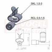 RCL 0,5-1,5mm²/SKL 1,5-3 spona stínící pro sevření kabelu průměr 1,5-3mm, připojení faston vodič 0,5-1,5mm2 (36296.1)