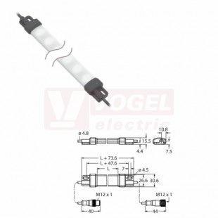 WLS15CDW0500DSQP svítidlo LED pro osvětlení pracovní plochy difuzní, denní bílá 5000K, délka 500mm, šířka 30,6mm, napájení 12 nebo 24VDC, konektor M12 s kabelem 150mm, IP67, životnost 50 000hod., kaskádovatelné (3802009)