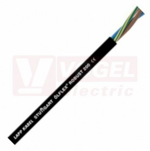 Ölflex ROBUST 200 450/750V  4G  1,0 připojovací kabel s odolností proti povětrnostním vlivům a řadě chemických látek, černý vnější plášť ze speciálního TPE, barevné žíly se ze/žl (0021802)