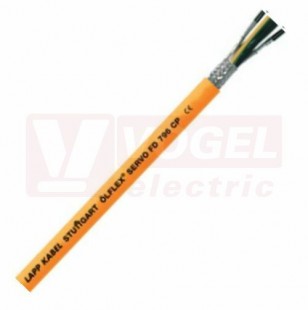 Ölflex Servo FD 796 CP 600/1000V  4G 35 + 2x(2x1,5) stíněný servokabel do energet.řetězu, oranžový vnější plášť z PUR, s cert. UL/CSA AWM a VDE, napájecí černé žíly se zl/žl, dvoupárové žíly ČE číslované 5-8 (0027976)