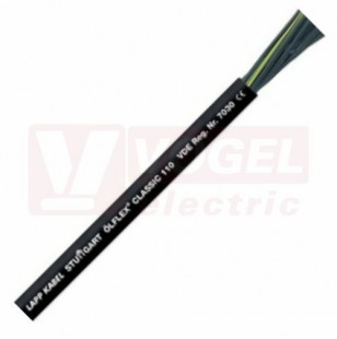 Ölflex Classic 110 BK 300/500V  5G   0,75 kabel flexibilní, plášť PVC černý, odolný proti olejům, čísl.žíly se ze/žl (1119873)