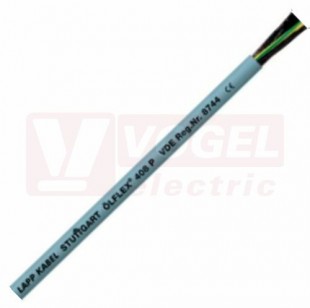 Ölflex 408 P 300/500V  7G  0,5 kabel ovládací, šedý vnější plášť z PUR, pro vyšší mechanické namáhaní, černé čísl.žíly se zl/žl (1308007)