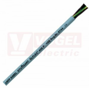 Ölflex 408 P 300/500V 10G  0,75 kabel ovládací, šedý vnější plášť z PUR, pro vyšší mechanické namáhaní, černé čísl.žíly se zl/žl (1308110)