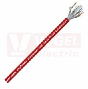 ETHERLINE FIRE Cat.5e PH120 4x2x23/1AWG kabel pro průmysl.Ethernet Cat.5e třídy D, integrita izolace, párový, pro pevné uložení, červený (RAL3000), vnější plášť bezhalogenový FRNC, celkově stíněný folií (2170905)