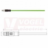 IE-EC-5-M8-S-5-P-2-26-FD-OE patch kabel pro průmys. Ethernet, EtherCat, Cat. 5e, konektor M8/4-pin/přímý/vidlice/kód-A + volný konec kabelu, PUR, barva zelená (RAL6018), do energetických řetězů, IP20, délka 5m (2171713)