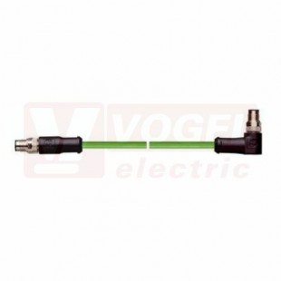 IE-EC-5-M8-A-20-P-2-26-FD-M8-S patch kabel pro průmys.Ethernet, EtherCat, Cat.5e, M8/4-pin/úhlová/vidlice/kód-A + M8/4-pin/přímý/vidlice/kód-A PUR, barva zelená (RAL6018), do energetických řetězů, IP67, délka 20m (2171726)